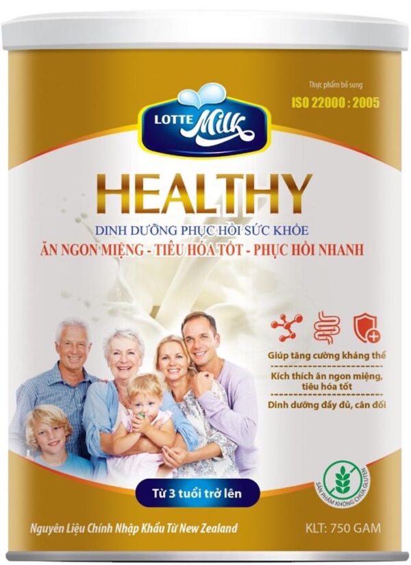 Healthy Lotte Milk - Sữa Bột phục hồi sức khoẻ giúp ăn ngon, tiêu hoá tốt